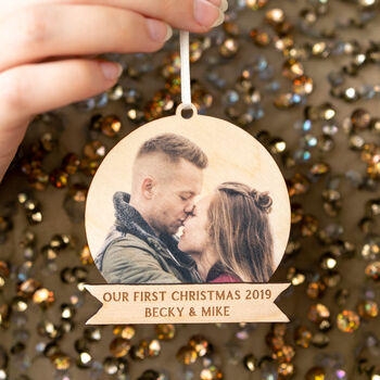Personalised Wooden Photo Christmas Bauble Decoration, 2 of 7