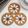 Wooden Coasters With Flower Design, thumbnail 3 of 3