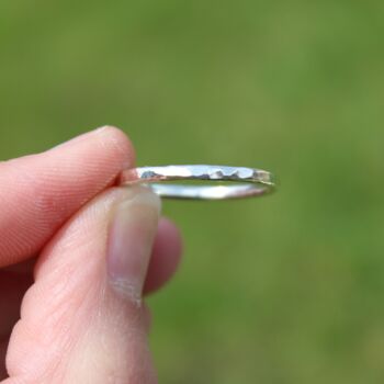 Hammered 2mm Ring In Sterling Silver, 4 of 7
