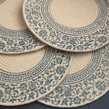 Round Placemats, Boho Print Cotton Coffee Table Mat, 11 of 12