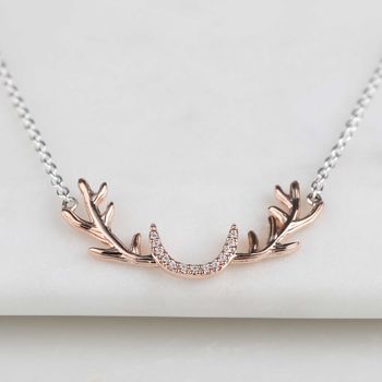 Sterling Silver Stag Antler Necklace, 2 of 6
