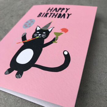 Happy Birthday Cat Card Pink, 3 of 4