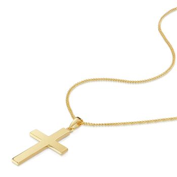 Personalised Men's Large Plain Cross Pendant With Curb Chain, 5 of 6