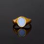 Silver Men's Blue Lace Agate Gemstone Oval Signet Ring, thumbnail 6 of 12