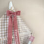 Personalised Beige Gingham Ruffle Advent Calendar Velvet Bow, thumbnail 2 of 9