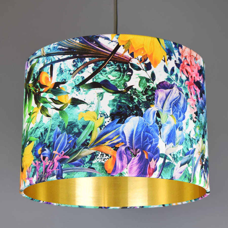 Tropical Jungle Lampshade Choice Of Metallic Lining By Quirk Tropical Jungle With Gold Lining
