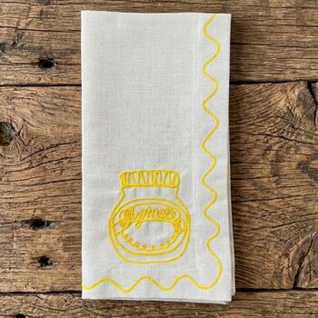 Set Of Six Embroidered Food Preserves Napkins, 4 of 11