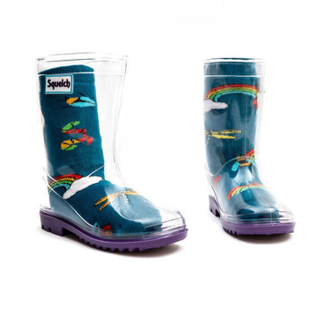 Squelch Transparent Wellies And Three Sock Set Dogs, 6 of 6
