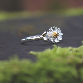 Silver Daisy Ring Charming Nature Inspired Jewellery, 3 of 6