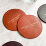 Custom Luxe 3rd Anniversary Leather Coasters, thumbnail 1 of 4