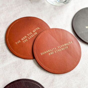 Custom Luxe 3rd Anniversary Leather Coasters, 2 of 4