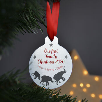 Personalised Metal First Christmas Elephant Bauble, 2 of 4