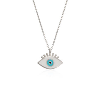 Sterling Silver Evil Eye Eyelash Necklace, 4 of 5
