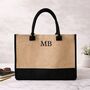 Personalised Square Jute Panel Shoulder Beach Shopper Tote Bag, thumbnail 1 of 2