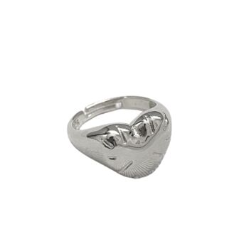 Love Heart Chunky Signet Ring Sterling Silver, 3 of 12