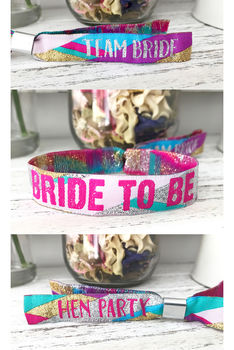 Team Bride Multicoloured Hen Party Wristbands, 5 of 10