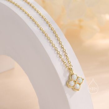 White Opal Hydrangea Pendant Necklace, 7 of 11