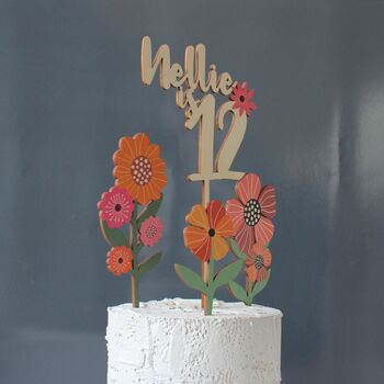 Personalised Cake Topper, Flowers, 7 of 8