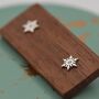 Snowflake Stud Earrings In Sterling Silver, thumbnail 5 of 12