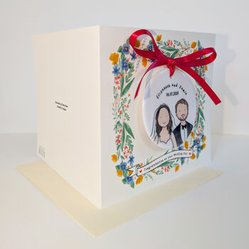 Personalised Wedding Card With Ceramic Portrait Keepsake, 2 of 3