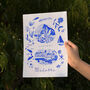 Scenes Of Madeira, Portugal Blue Tile Inspired Travel Print, thumbnail 8 of 12