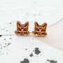 Wooden Mystic Cat Stud Earrings, thumbnail 2 of 3