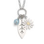 Aster Flower And Leaf Pendant In Silver And 18ct Gold, thumbnail 2 of 6