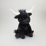 Large Black Longhorn Highland 30cm Cow Plush Toy, thumbnail 7 of 12