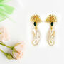 Green Quartz And Baroque Pearl Organic Shape Earrings, thumbnail 2 of 3