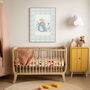 Bunny Rabbit Pastel Blue Set Of Two Nursery Art Prints, thumbnail 2 of 5