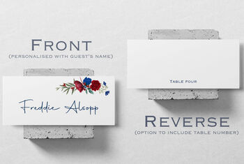 Wedding Place Cards With Burgundy And Blue, 3 of 4