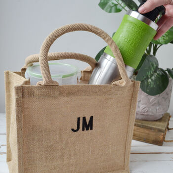 Embroidered Glitter Hessian Lunch Bag, 2 of 3