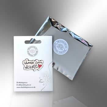 Choose Love Always Glitter Heart Enamel Lapel Pin Badge, 5 of 8