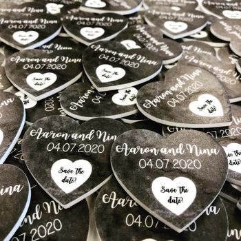 Slate Themed Heart Save The Date Wedding Magnets, 2 of 2