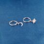 925 Sterling Silver Moon And Star Mismatched Hoop Earrings, thumbnail 4 of 7