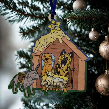 Wooden Dog Nativity Christmas Tree Decorations, 2 of 5