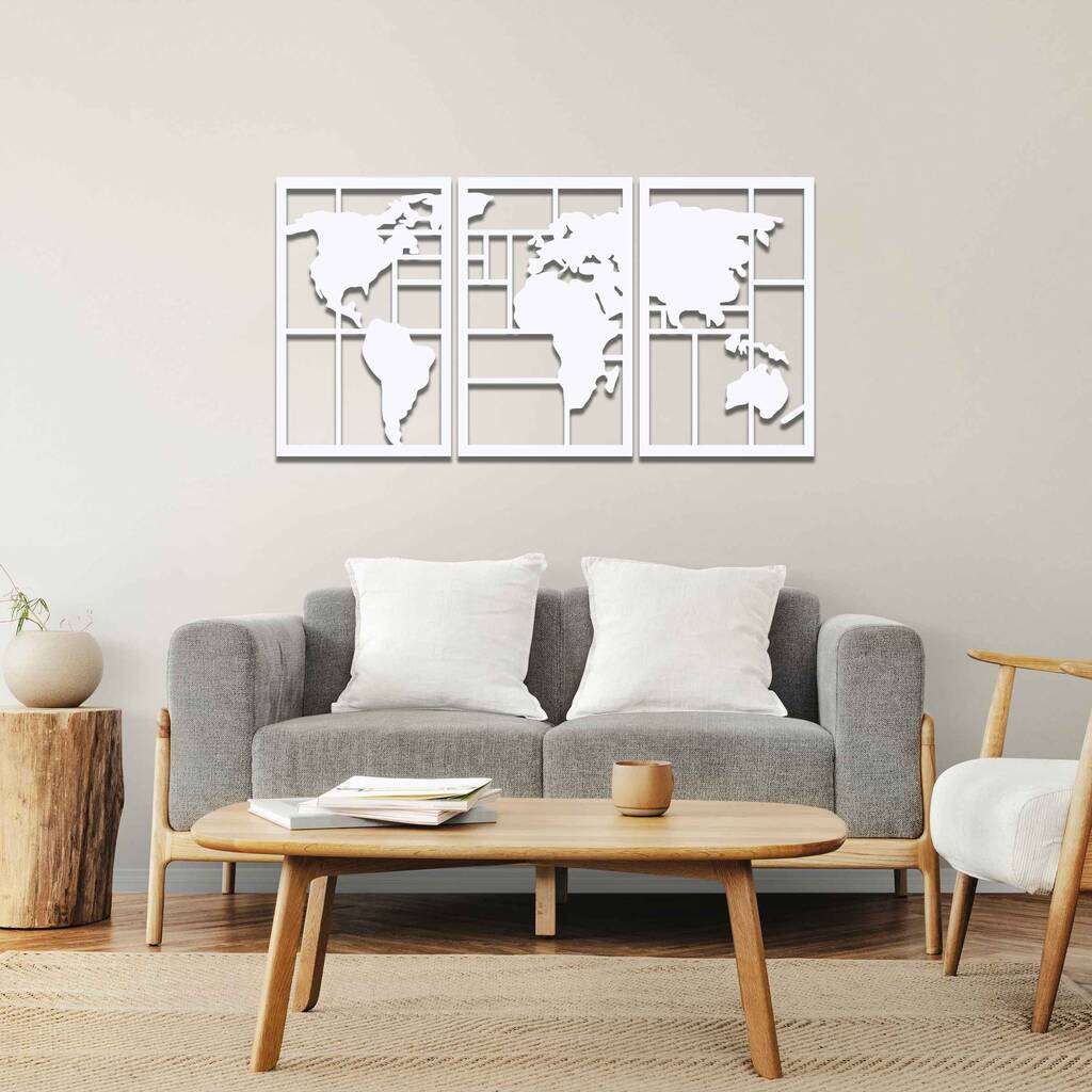 Wooden World Map Living Room Home Office Decor By Duke Craft