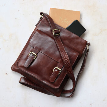 Leather Crosbody Bag, Brown, 3 of 6