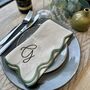Embroidered Set Of Four Script Initial Scalloped Edge Napkins, thumbnail 1 of 11
