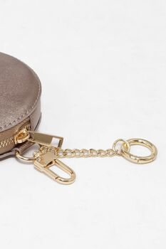 Champagne Italian Leather Round Clip On Coin Purse, 2 of 3