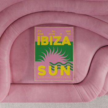 Ibiza Print | Holiday | Poster | Wall Art | A5 A4 A3 | Sun | Bold | Typographic | Wall Decor | Destination | Summer | Retro | Boho, 3 of 4