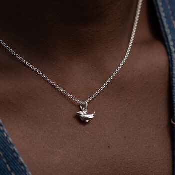 Sterling Silver Wren Bird Necklace, 3 of 8