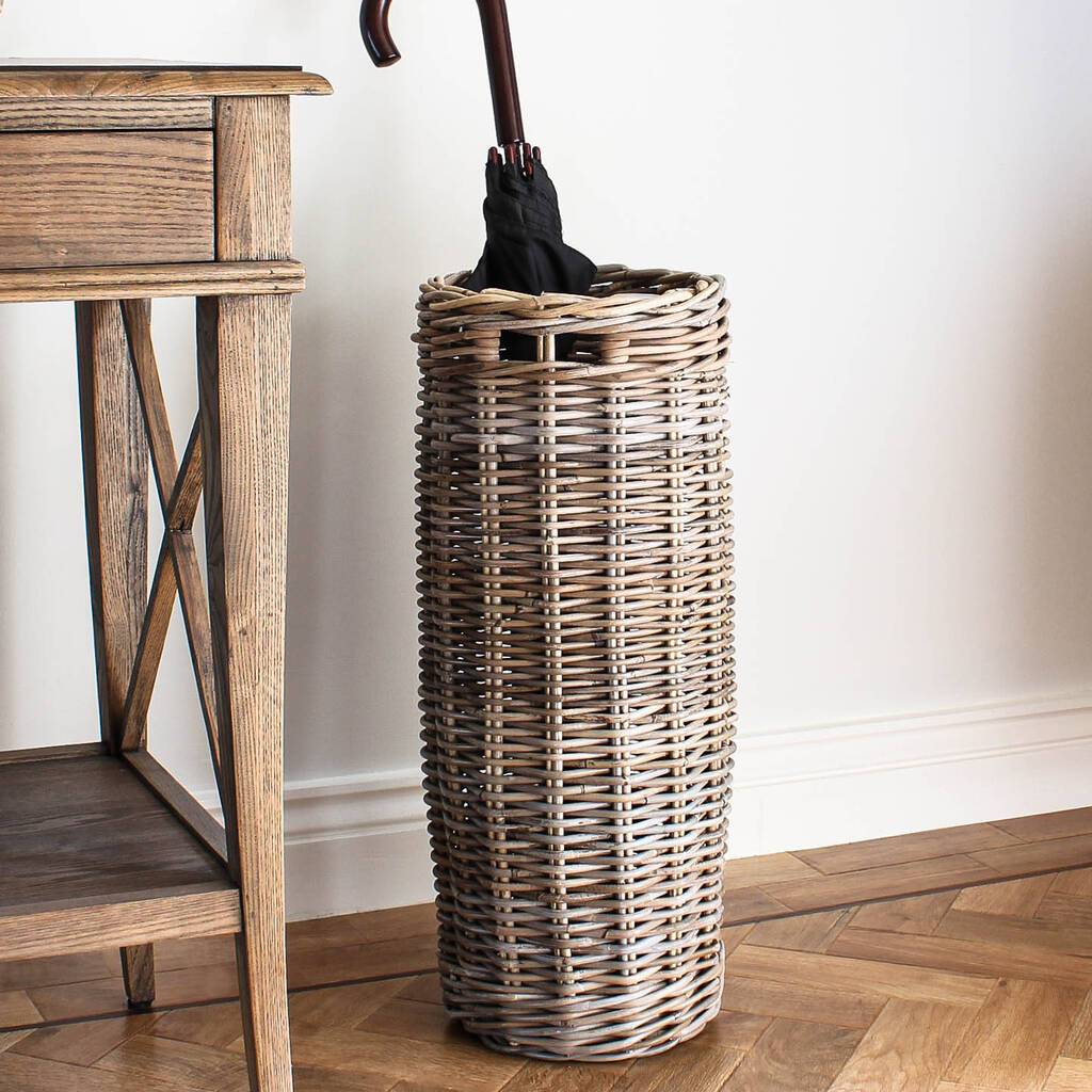 rattan round umbrella basket by marquis & dawe