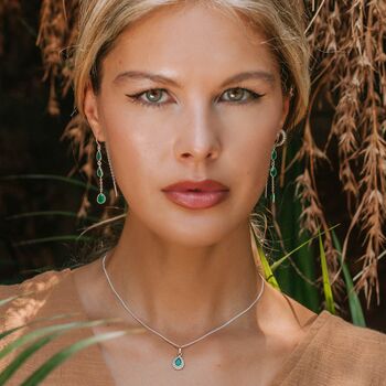 Esmera Green Onyx Sterling Silver Threader Earrings, 5 of 9