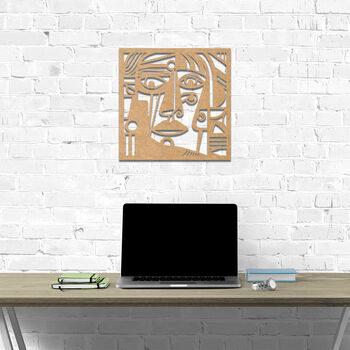 Cubist Abstract Face Wooden Geometric Wall Art Decor, 6 of 8