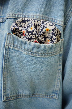 Mens Navy And White Ditzy Floral Pocket Square, 5 of 7