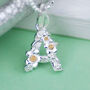 Sterling Silver Flower Initial Letter Charm, thumbnail 1 of 7