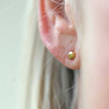 Tiny Hammered Stud Earrings With Screw Backs, 2 of 6