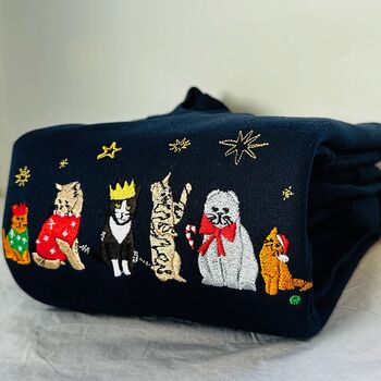 Christmas Cats Embroidered Sweatshirt, 4 of 9