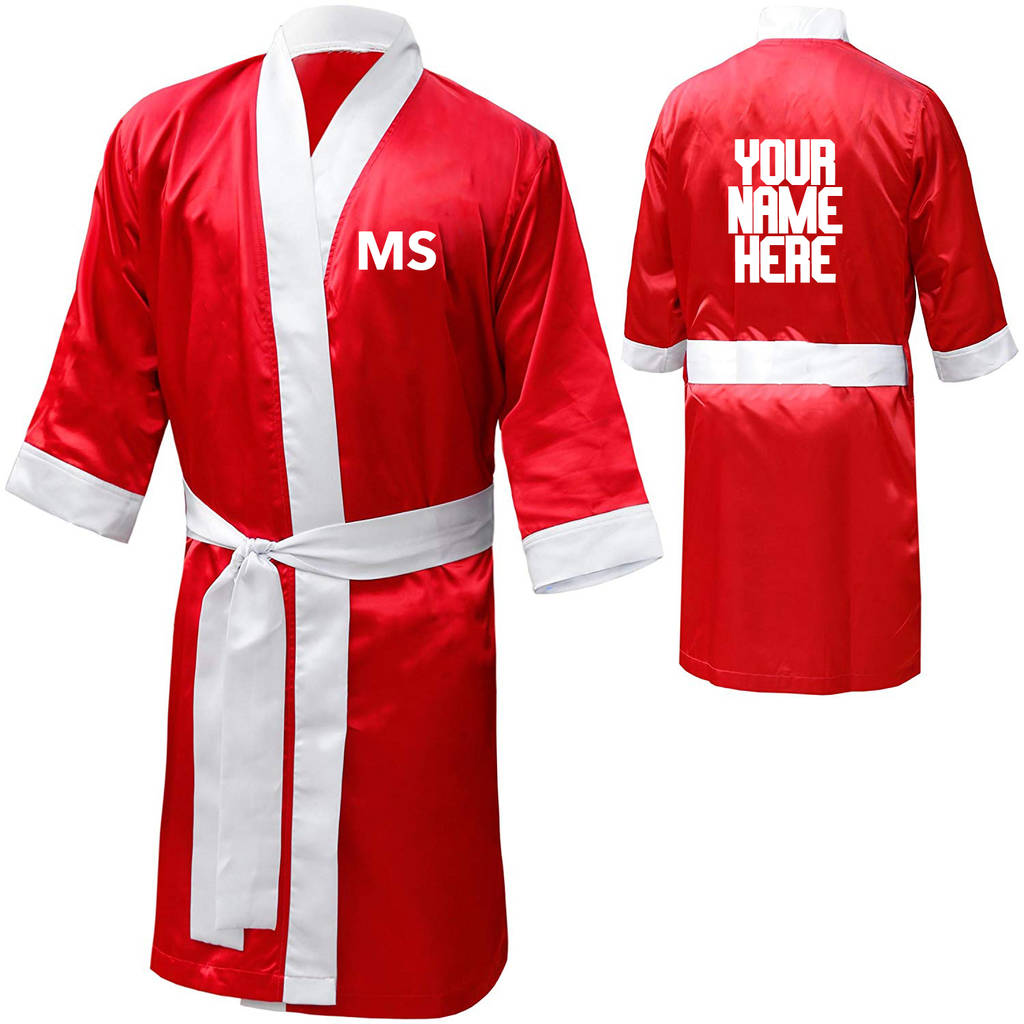 personalised boxing robe gown by we print balls